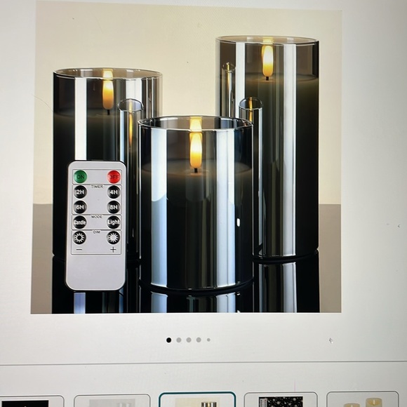 NIB Grey Glass LED Candle Set with Remote - Picture 7 of 7